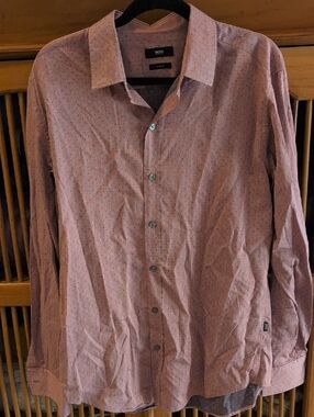 BOSS Pink Micro Dot Slim Fit Button-Up Shirt